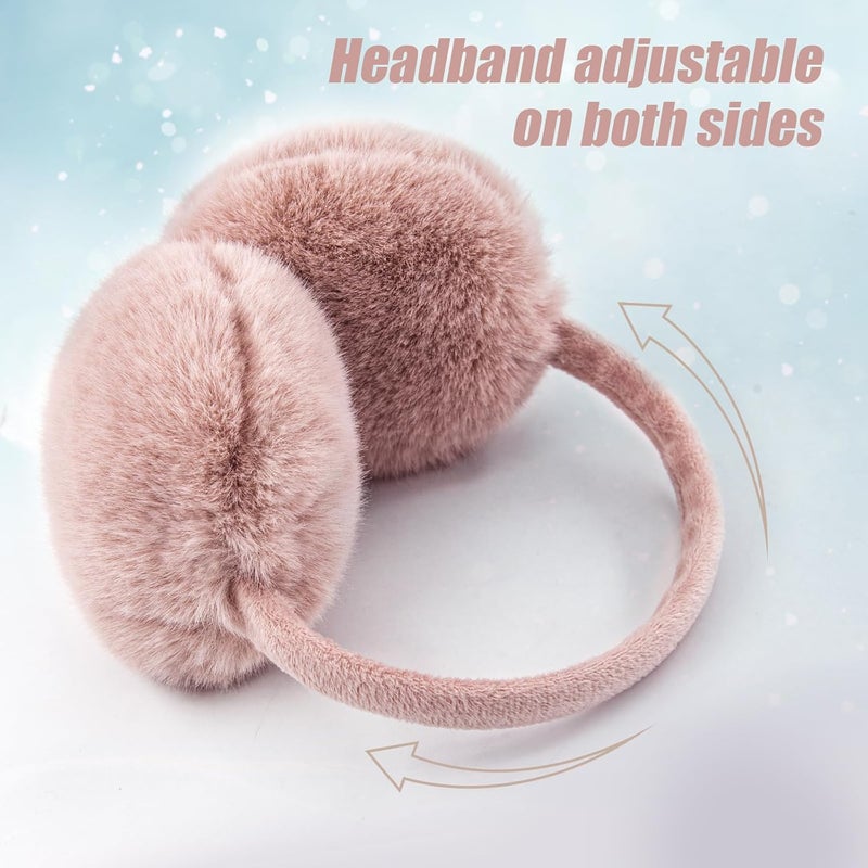 YATANAM Ear Muffs for Women Faux Fur Winter Girls Earmuffs Fluffy Adjustable Ear Warmers Cute Ear Covers - Image 2